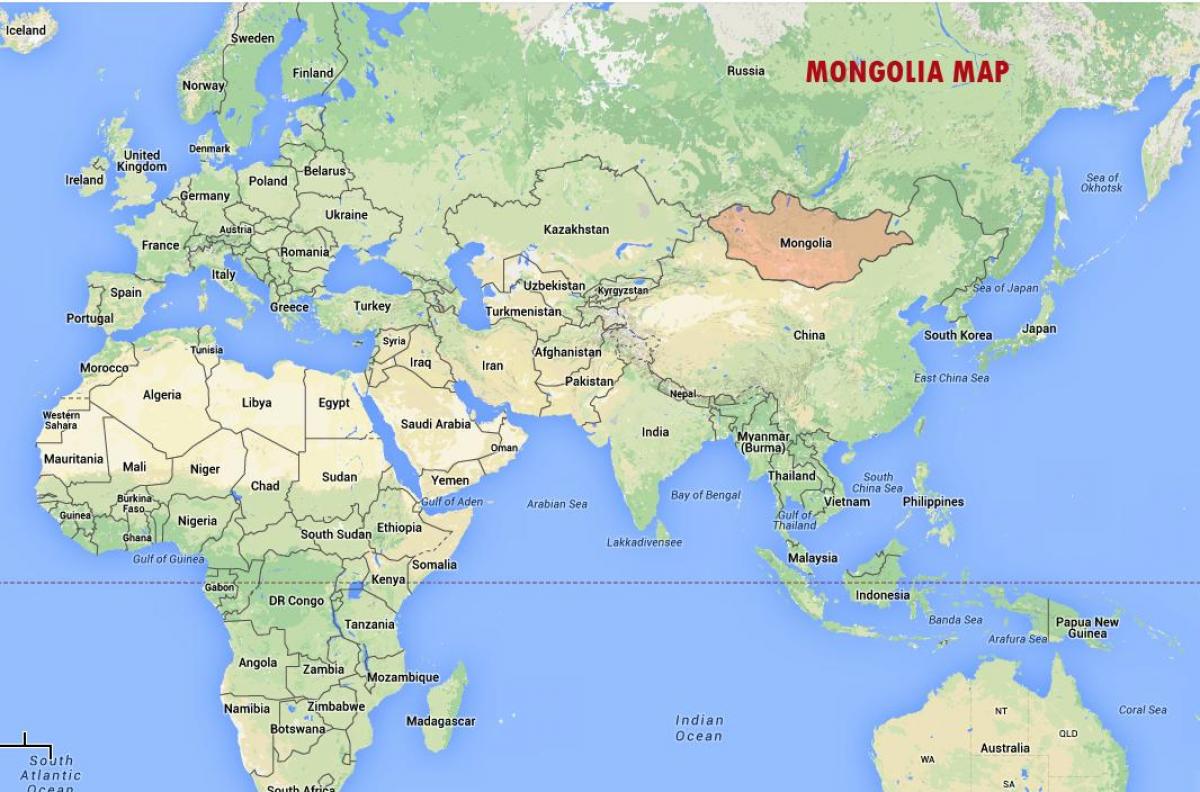 dunia peta yang menunjukkan Mongolia