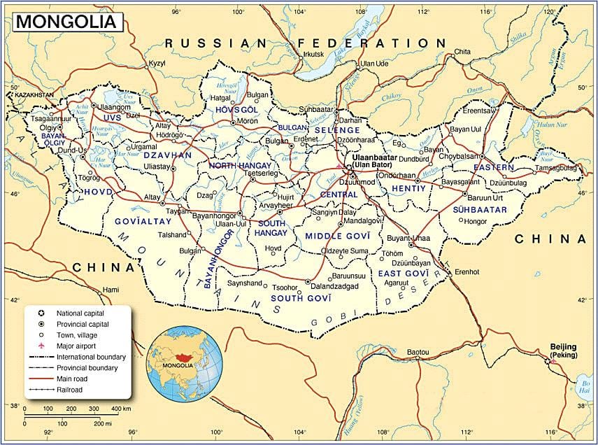 Mongolia pelancong peta