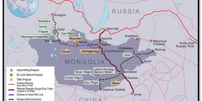 Mongolia peta kereta api